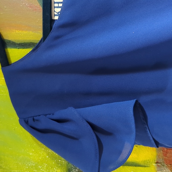 KH II Sportswear LTD Vintage 70s Shear flutter sleeves Royal Blue dress small - Picture 2 of 10